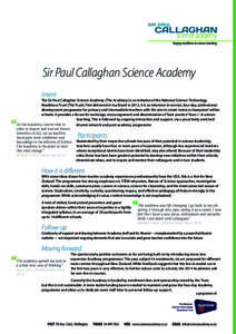 Sir Paul Callaghan Science Academy