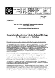 APCAS[removed]April 2010 Agenda Item: 6 Asia and Pacific Commission on Agricultural Statistics Twenty-third Session
