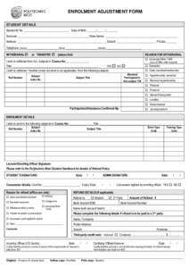 ENROLMENT ADJUSTMENT FORM STUDENT DETAILS  