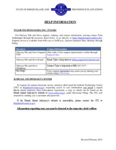 STATE OF RHODE ISLAND AND  PROVIDENCE PLANTATIONS HELP INFORMATION TYLER TECHNOLOGIES, INC. (TYLER)