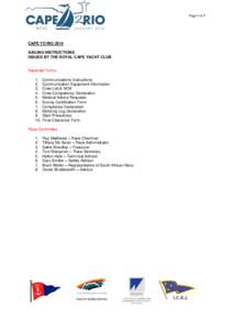 Page 1 of 7  CAPE TO RIO 2014 SAILING INSTRUCTIONS ISSUED BY THE ROYAL CAPE YACHT CLUB