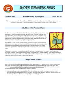 SHORE STEWARDS NEWS October 2012 Island County, Washington  Issue No. 89
