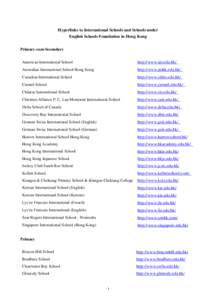 Microsoft Word - Hyperlinks to International Schools and ESF Schools in Hong Kong (Sept[removed]doc
