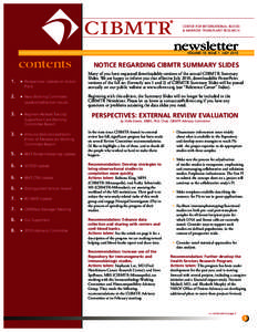 CENTER FOR INTERNATIONAL BLOOD & MARROW TRANSPLANT RESEARCH newsletter VOLUME 16 ISSUE 1 JULY 2010