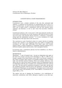 Court systems / Politics / Accountability / Judicial independence / Philosophy of law / Separation of powers / Supreme court / Constitution / Constitutional Court of Georgia / Government / Constitutional law / Law