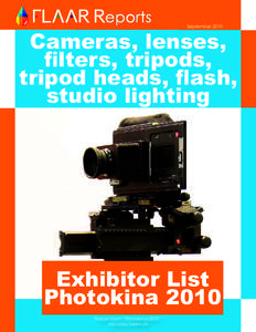 SeptemberCameras, lenses, filters, tripods, tripod heads, flash, studio lighting