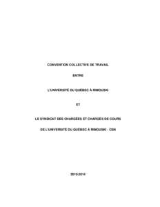 CONVENTION COLLECTIVE DE TRAVAIL  ENTRE L’UNIVERSITÉ DU QUÉBEC À RIMOUSKI