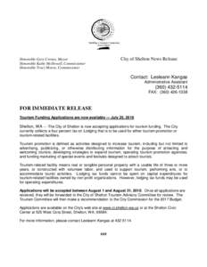 City of Shelton Press Release