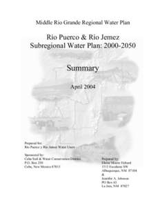 Middle Rio Grande Regional Water Plan  Río Puerco & Río Jemez Subregional Water Plan: [removed]Summary