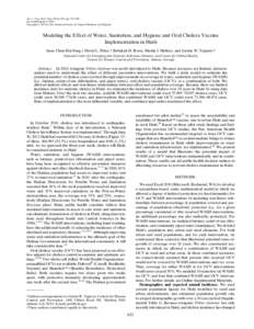 Am. J. Trop. Med. Hyg., 89(4), 2013, pp. 633–640 doi:[removed]ajtmh[removed]Copyright © 2013 by The American Society of Tropical Medicine and Hygiene Modeling the Effect of Water, Sanitation, and Hygiene and Oral Chole