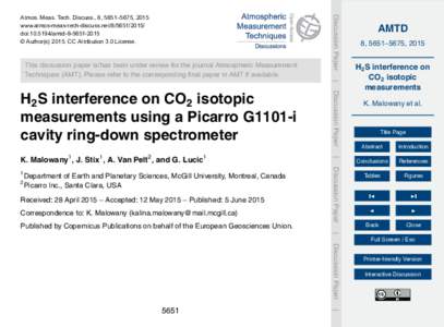 This discussion paper is/has been under review for the journal Atmospheric Measurement Techniques (AMT). Please refer to the corresponding final paper in AMT if available. Discussion Paper  Atmos. Meas. Tech. Discuss., 8