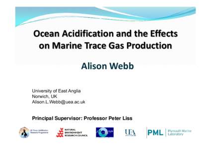 Ocean Acidification and the Effects  on Marine Trace Gas Production Alison Webb University of East Anglia Norwich, UK 