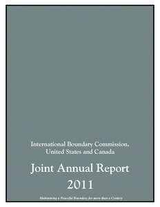 Joint Annual Report  International Boundary Commission, United States and Canada  Joint Annual Report