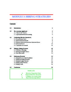 MODULE 3: HIRING STRATEGIES Contents 1.0 Introduction