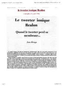 Le magazine audiophile -tweeter ionique Realon  I«