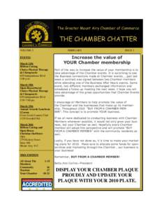 The Greater Mount Airy Chamber of Commerce  THE CHAMBER CHATTER VOLUME 3  FEBRUARY
