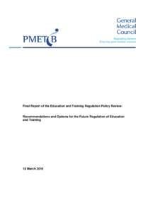 Report of the Education and Training Regulation Policy Review