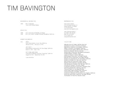 TIM BAVINGTON BIOGRAPHICAL INFORMATION REPRESENTATION  1966