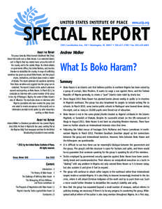 UNITED STATES INSTITUTE OF PEACE  www.usip.org SPECIAL REPORT 2301 Constitution Ave., NW • Washington, DC 20037 • [removed] • fax[removed]
