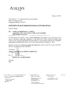 Cover Letter dated February 4, 2014