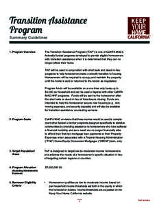 Transition Assistance Program Summary Guidelines 1. Program Overview