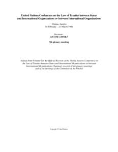 United Nations Conference on the Law of Treaties between States and International Organizations or between International Organizations, volume I, 1986 : Summary Records – 7th Plenary meeting