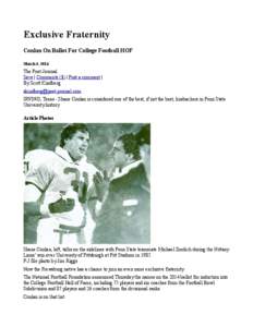 Exclusive Fraternity Conlan On Ballot For College Football HOF March 6, 2014 The Post-Journal Save | Comments (1) | Post a comment |