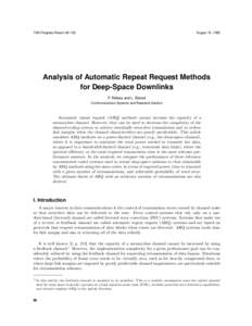 TDA Progress Report[removed]August 15, 1995 Analysis of Automatic Repeat Request Methods for Deep-Space Downlinks