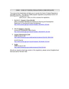 Code of Federal Regulations / Government / OMB A-133 Compliance Supplement / Administration of federal assistance in the United States / United States Office of Management and Budget / Single Audit / Government circular