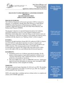 State Water Efficiency and Enhancement Program Second Solicitation Application Guidance DocumentProgram Website: