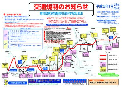 交通規制のお知らせ  平成28年1月 （主催：関東学生陸上競技連盟）