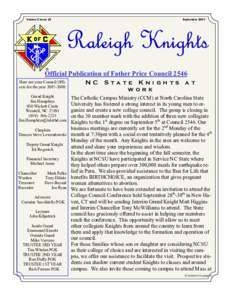 Volume 3 Issue 19  September 2007 Raleigh Knights Official Publication of Father Price Council 2546