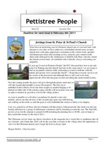 Pettistree People Issue 52 December[removed]Deadline for next issue is February 6th 2011