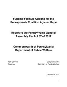 Funding Formula Options for the Pennsylvania Coalition Against Rape