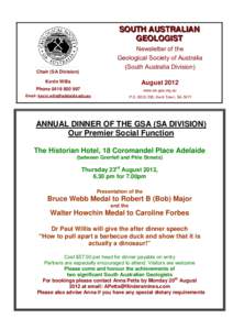 SOUTH AUSTRALIAN GEOLOGIST Newsletter of the Geological Society of Australia (South Australia Division)