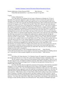 Southern Campaigns American Revolution Pension Statements & Rosters Pension Application of James Harrison W548 Mary Harrison Transcribed and annotated by C. Leon Harris. Revised 16 Aug[removed]VA