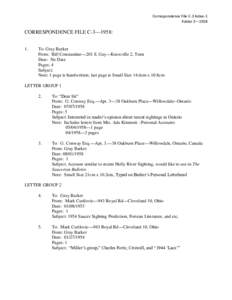 Correspondence File C-3 Index-1 Folder 3—1958 CORRESPONDENCE FILE C-3—1958: 1.