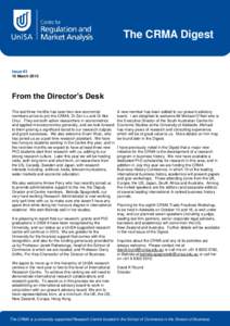 The CRMA Digest  Issue #3 10 March[removed]From the Director’s Desk