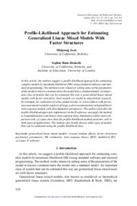 Journal of Educational and Behavioral Statistics August 2012, Vol. 37, No. 4, pp. 518–542 DOI:  # 2012 AERA. http://jebs.aera.net  Profile-Likelihood Approach for Estimating