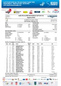 AUDI FIS ALPINE SKI WORLD CUPZagreb (CRO) 4th MEN’S SLALOM 1st RUN THU 5 JAN 2012 Start Time: 14:30