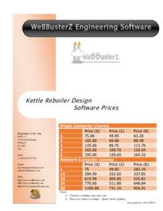 WeBBusterZ Engineering Software  Kettle Reboiler Design Software Prices  Engineer it for me