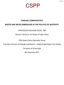 CSPP THINKING COMPARATIVELY MACRO AND MICRO DIMENSIONS IN THE POLITICS OF AUSTERITY