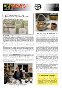 ASPnews AUGUST 2011 Newsletter of the Auckland Studio Potters Society Inc PO BoxOnehunga