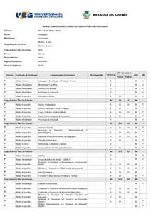 MATRIZ CURRICULAR DO CURSO DE LICENCIATURA EM PEDAGOGIA Câmpus: São Luís de Montes Belos  Curso: