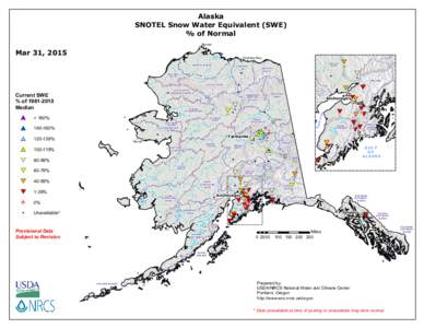 Alaska SNOTEL Snow Water Equivalent (SWE) % of Normal Barrow  Mar 31, 2015