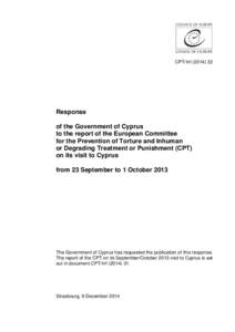 CPT/Inf[removed]Response of the Government of Cyprus to the report of the European Committee for the Prevention of Torture and Inhuman