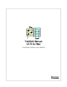 TablEdit Manual v2.75 for Mac © Leschemelle, Thomason, Kuhns[removed]) Table of Content