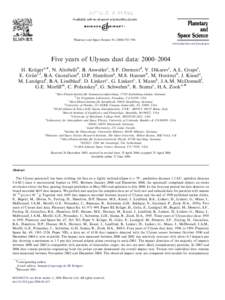 ARTICLE IN PRESS  Planetary and Space Science–956 www.elsevier.com/locate/pss  Five years of Ulysses dust data: 2000–2004