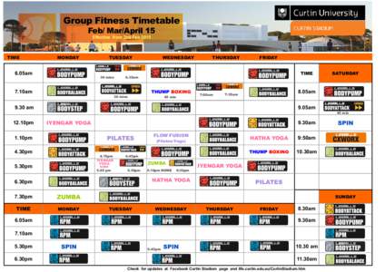 Group Fitness Timetable Feb/ Mar/April 15 Effective from 2nd Feb 2015 TIME