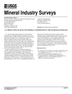 U.S. Production of Selected Mineral Commodities in  the Fourth Quarter 2013